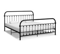 Vidaxl Bed Frame Without Mattress With Headboard Black 180X200 Cm Super King Metal