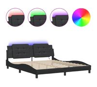 (black, 180 x 200 cm) vidaXL Bed Frame with LED Lights Black 180x200 cm Super King Faux Leather