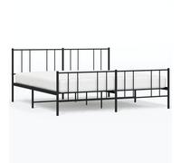 Vidaxl Metal Bed Frame Without Mattress With Footboard Black 180X200Cm