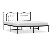 vidaXL Metal Bed Frame without Mattress with Headboard Black 180x200cm