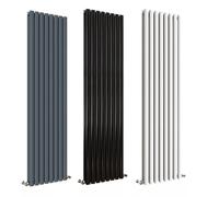 (Black, 1800mm x 354mm) Oval Designer Radiator Oval Column Central Heating