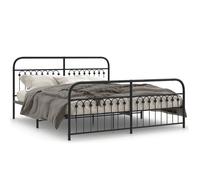 (black, 183 x 203 cm/ with headboard & footboard) vidaXL Metal Bed Frame with Headboard and Footboard Bed Base White 183x203 cm