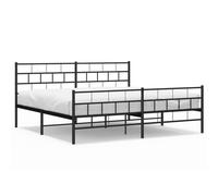 (black, 183 x 213 cm/with headboard & footboard) vidaXL Metal Bed Frame Bedroom Platform Bed Base Bedstead Mattress Foundation