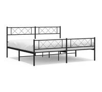 vidaXL Metal Bed Frame without Mattress with Footboard Black 183x213cm, Black