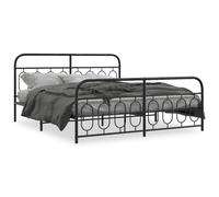 Metal Bed Frame with Headboard and Footboard Base Black 183x213 cm vidaXL
