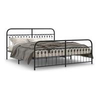 (black, 183 x 213 cm/ with headboard & footboard) vidaXL Metal Bed Frame with Headboard and Footboard Bed Base White 183x203 cm