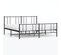 vidaXL Metal Bed Frame With Headboard And Footboard Black 183X213 cm, Black