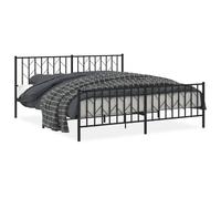 (black, 183 x 213 cm/ with headboard & footboard) vidaXL Metal Bed Frame with Headboard Mattress Foundation Black 80x200 cm