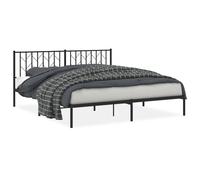 vidaXL Metal Bed Frame without Mattress with Headboard Black 183x213cm