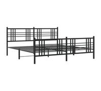 vidaXL Metal Bed Frame without Mattress with Footboard Black 183x213cm, Black
