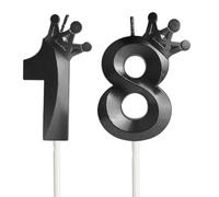 Black 18th Birthday Candles,Crown Number 18 Candle,81st Birthday Candle for Cake Decorations,Happy Birthday Candle Cake Topper Decor for Girls Boy Men Women Anniversary Birthday Party Supply