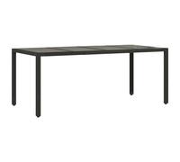 (black, 190 x 90 x 75 cm) vidaXL Garden Table with Wooden Top Coffee Table Outdoor End Table Poly Rattan