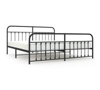 (black, 193 x 203 cm/with headboard & footboard) vidaXL Metal Bed Frame Bedroom Bed Base Bedstead Metal Matress Foundation