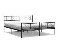 (black, 193 x 203 cm/with headboard & footboard) vidaXL Metal Bed Frame Bedroom Platform Bed Base Bedstead Mattress Foundation