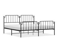 (black, 193 x 203 cm/with headboard & footboard) vidaXL Metal Bed Frame Home Bedroom Bed Base Mattress Foundation Bedstead