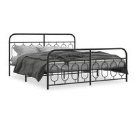 (black, 193 x 203 cm/ with headboard & footboard) vidaXL Metal Bed Frame with Headboard and Footboard Bed Base Black 120x200 cm