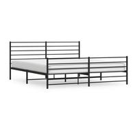(black, 193 x 203 cm/with headboard & footboard) vidaXL Metal Bed Frame with Headboard Bed Base Mattress Foundation Bedstead