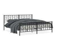 Metal Bed Frame without Mattress with Footboard Black 193x203cm