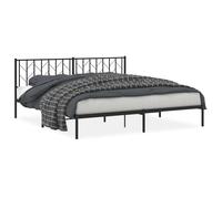 Metal Bed Frame without Mattress with Headboard Black 193x203cm