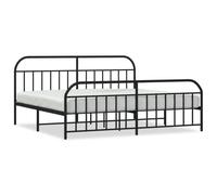 (black, 193 x 203/with headboard & footboard) vidaXL Metal Bed Frame Bedroom Bed Base Bedstead Metal Matress Foundation