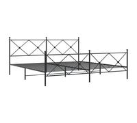 vidaXL Metal Bed Frame without Mattress with Footboard Black 193x203cm, Black