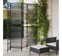 (black, 196 x 200 cm) vidaXL Room Divider Outdoor Privacy Screen Foldable Balcony Screen Poly Rattan