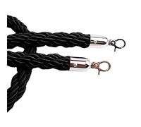 Black 1m Queue Management Rope with Silver Hooks Durable Twisted Hemp Safety Line for Crowd Control Stylish Event Queue Line Solution