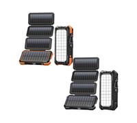 (Black 1pc 20000mah) 1pc Packs of 20,000mAh PD 18W Fast Solar Charger with Foldable Panels, High Capacity Solar Power Bank External Backup Battery