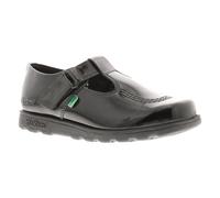 (Black, 2 (Adults')) Kickers Girls School Shoes Fragma T Bar Leather black patent UK Size