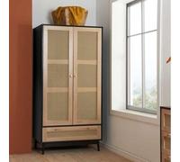 Birlea Croxley 2 Door 1 Drawer Rattan Wardrobe, Brown