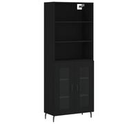 (black, 2 glass doors) vidaXL Highboard Sideboard Storage Cabinet High Gloss White Engineered Wood