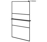 (black/2 horizontal bars, 115 x 195 cm) vidaXL Walk-in Shower Wall Bath Enclosure with Shelf ESG Glass and Aluminium