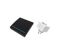 (Black) 2 in 1 433Mhz Smart EU Plug Wall Switch AC 85-240V Smart Wall Smart Switch APP Vioce Control Work With Amazon Alexa The Google Assistant