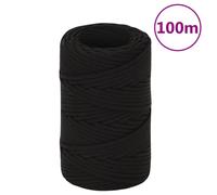 (black, 2 mm/ 100 m) vidaXL Braided Boat Rope Polyester Sturdy Yacht Cable Black/White Multi Sizes