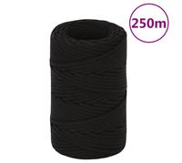 (black, 2 mm/ 250 m) vidaXL Braided Boat Rope Polyester Sturdy Yacht Cable Black/White Multi Sizes