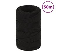 vidaXL Braided Work Rope - 2 mm x 50 m - Durable Polyester Cord - UV Resistant and Abrasion Resistant - Black - General Purpose Use - Indoor and Outdoor