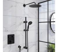 Black 2 Outlet Wall Mounted Thermostatic Mixer Shower Set with Hand Shower - Vance
