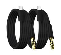 (Black 2 Pack 6.6ft) Aux to USB C Cable, Aux Cord for iPhone 16/15, USB C to 3.5mm Male Audio Jack Cable Compatible for Car/iPhone 16 Plus /16 Pro Max/Samsung Galaxy S23 S22 Note 20/ Pixel 5 XL