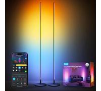 (Black, 2-Pack) Govee LED Floor Lamp, RGBIC Modern Corner Lamp, Smart Standing Lamp with 61 Scene Modes,Music Sync, Black Corner Floor Lamp for Living Ro...