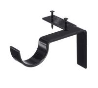 (Black) 2 Pairs Hang Curtain Rod Holders Bracket Into Window Frame Brackets