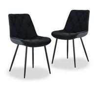 (Black, 2 pcs) 2/4/6 Dining Chairs Padded Seat Metal Legs