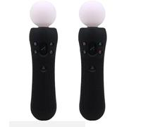 (Black) 2 pcs Anti-Slip Silicone Rubber Cover Protective Skin Case for Playstation PS4 VR Move Motion Controller