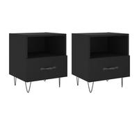 (black, 2 pcs) vidaXL Bedside Cabinet Bed Table Nightstand Side Table White Engineered Wood