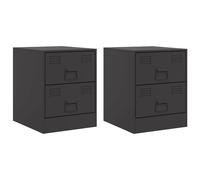 (black, 2 pcs) vidaXL Bedside Cabinet Bedroom Nightstand Side Table Bed Cabinet Pink Steel