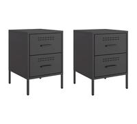 (black, 2 pcs) vidaXL Bedside Cabinet Nightstand Bed Table Bed Cabinet Mustard Yellow Steel