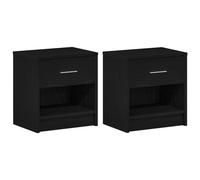 vidaXL Bedside Cabinets 2 pcs with Drawer Black 39x28x41 cm, Grey