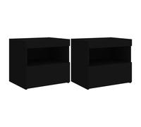 Bedside Cabinets with LED Lights Nightstand Bed Side Table 2 pcs Black vidaXL