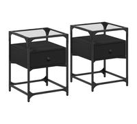 (black, 2 pcs) vidaXL Bedside Cabinets Nightstand Bed Cabinet 2 pcs Black Engineered Wood