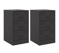 (black, 2 pcs) vidaXL Bedside Cabinets Nightstand Bed Side Cabinet 2 pcs Mustard Yellow Steel