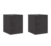(black, 2 pcs) vidaXL Bedside Cabinets Nightstand Bed Side Cabinet 2 pcs Olive Green Steel